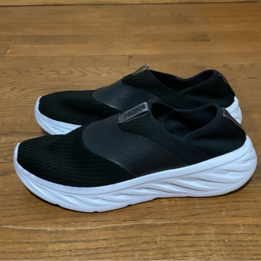 Hoka One One Black and White Slip-On Sneakers - Picture 5 of 11